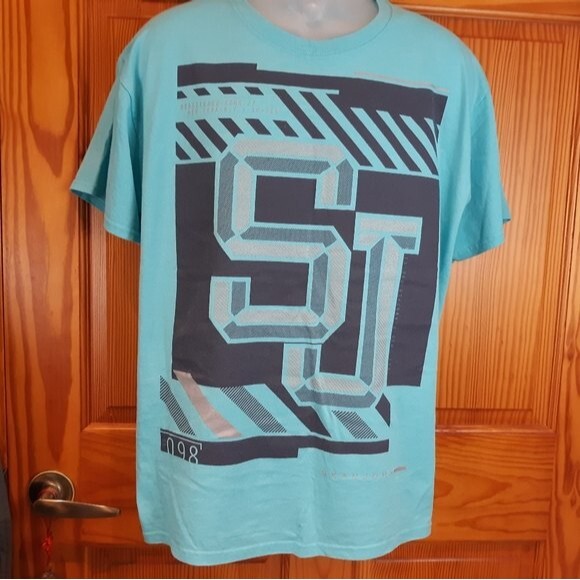 Sean John Vintage Blue Graphic Logo Tee Shirt LG Y2K Streetwear Hip Hop - Picture 2 of 8